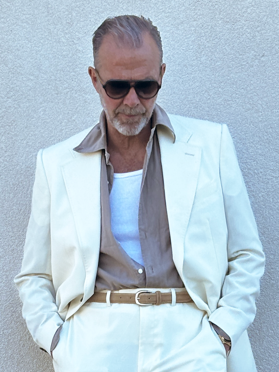 Made-to-order Cream White Wool Gabardine Suit