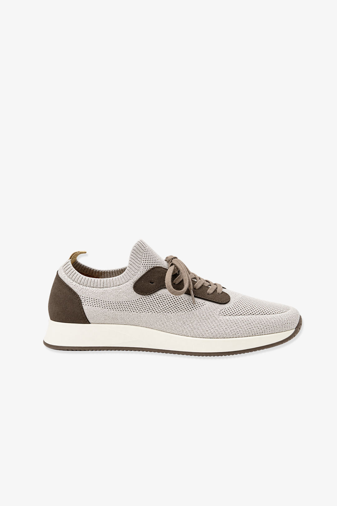 Beige Suede Knit Runner Sneaker