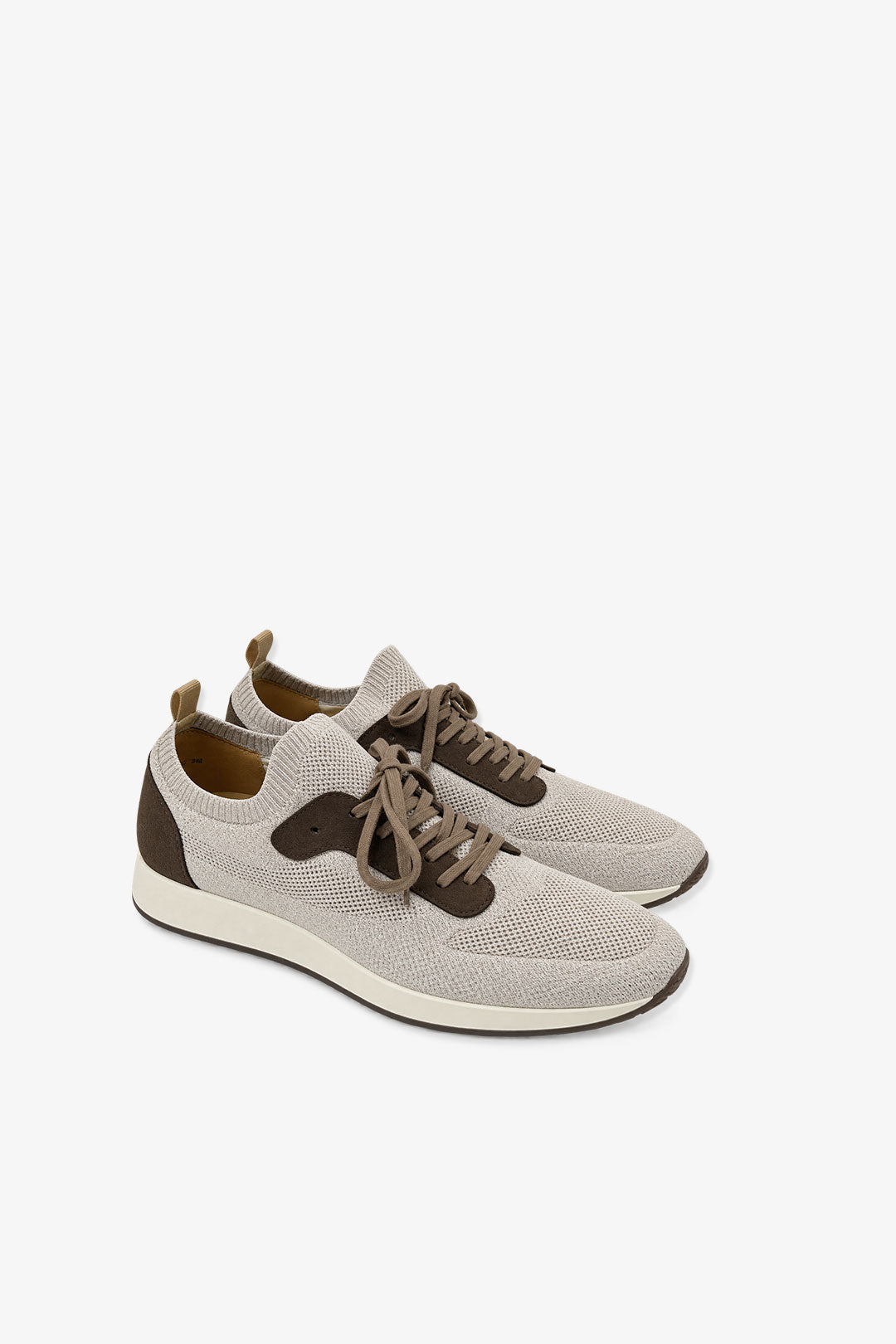 Beige Suede Knit Runner Sneaker