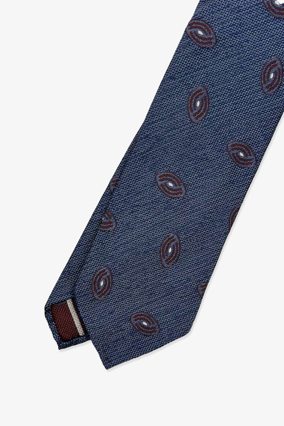 Blue Brown Pattern Vintage Silk Tie