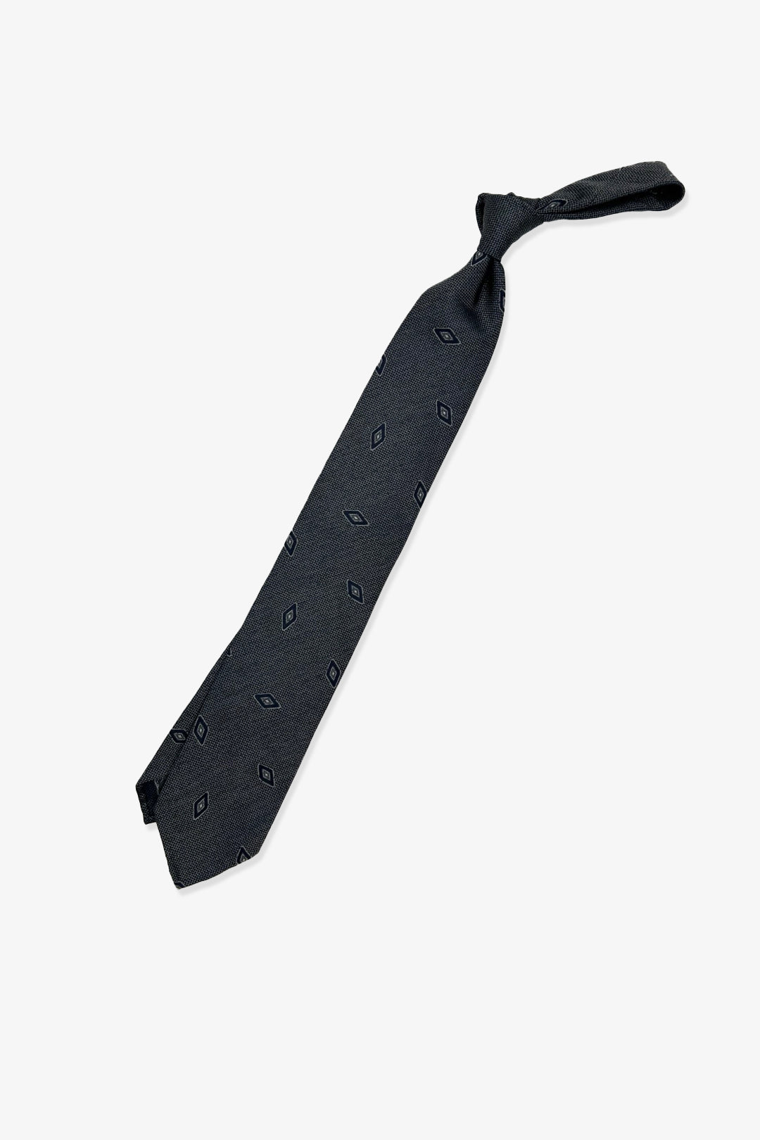 Grey Navy Pattern Vintage Silk Tie