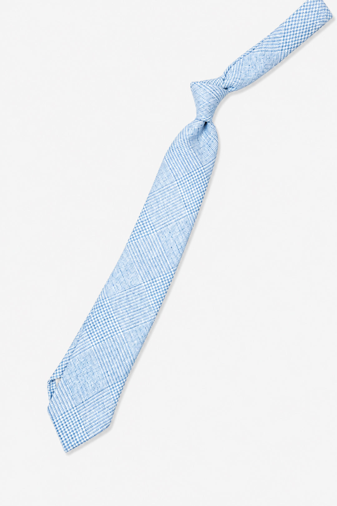 Light Blue Glencheck Linen Tie