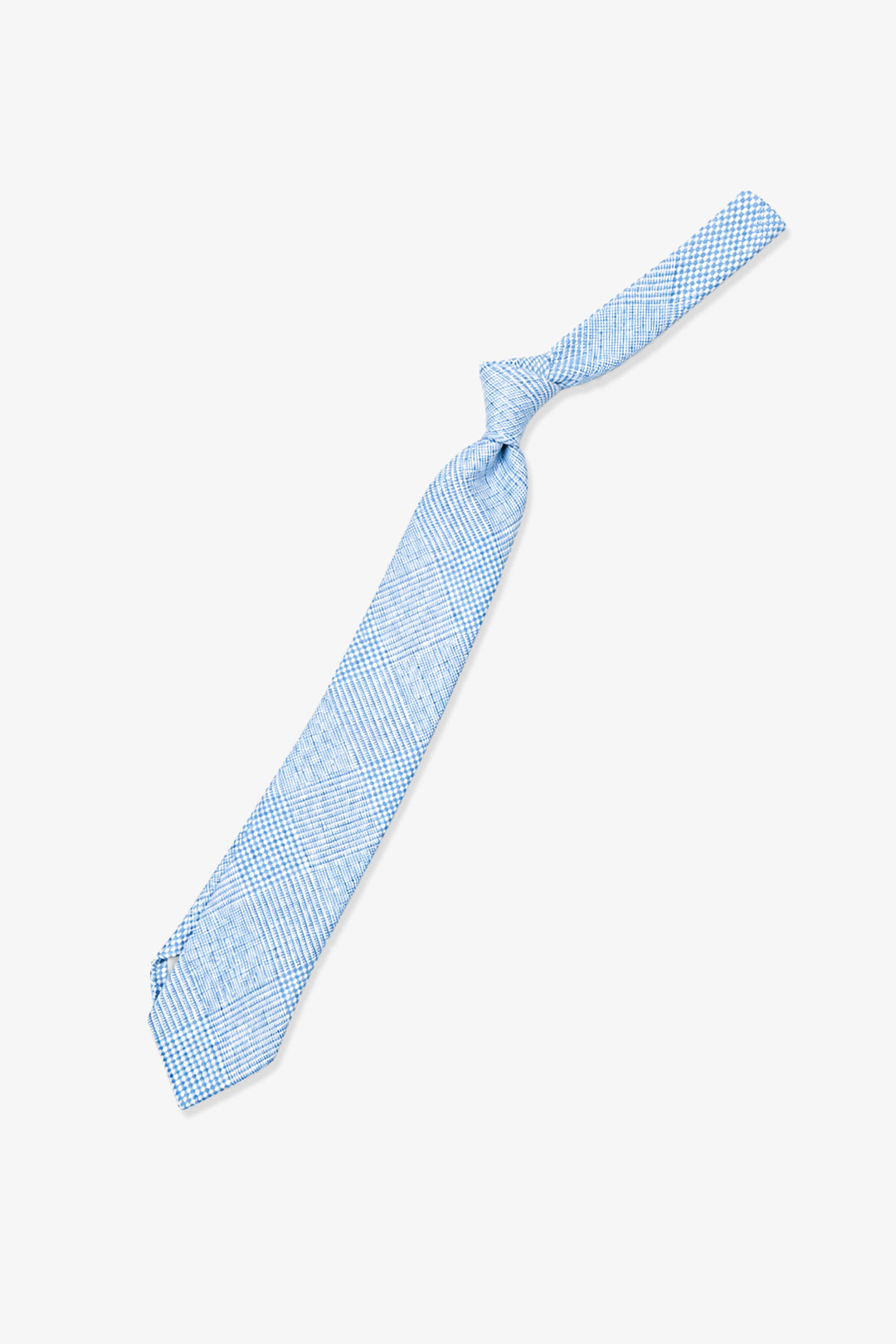 Light Blue Glencheck Linen Tie