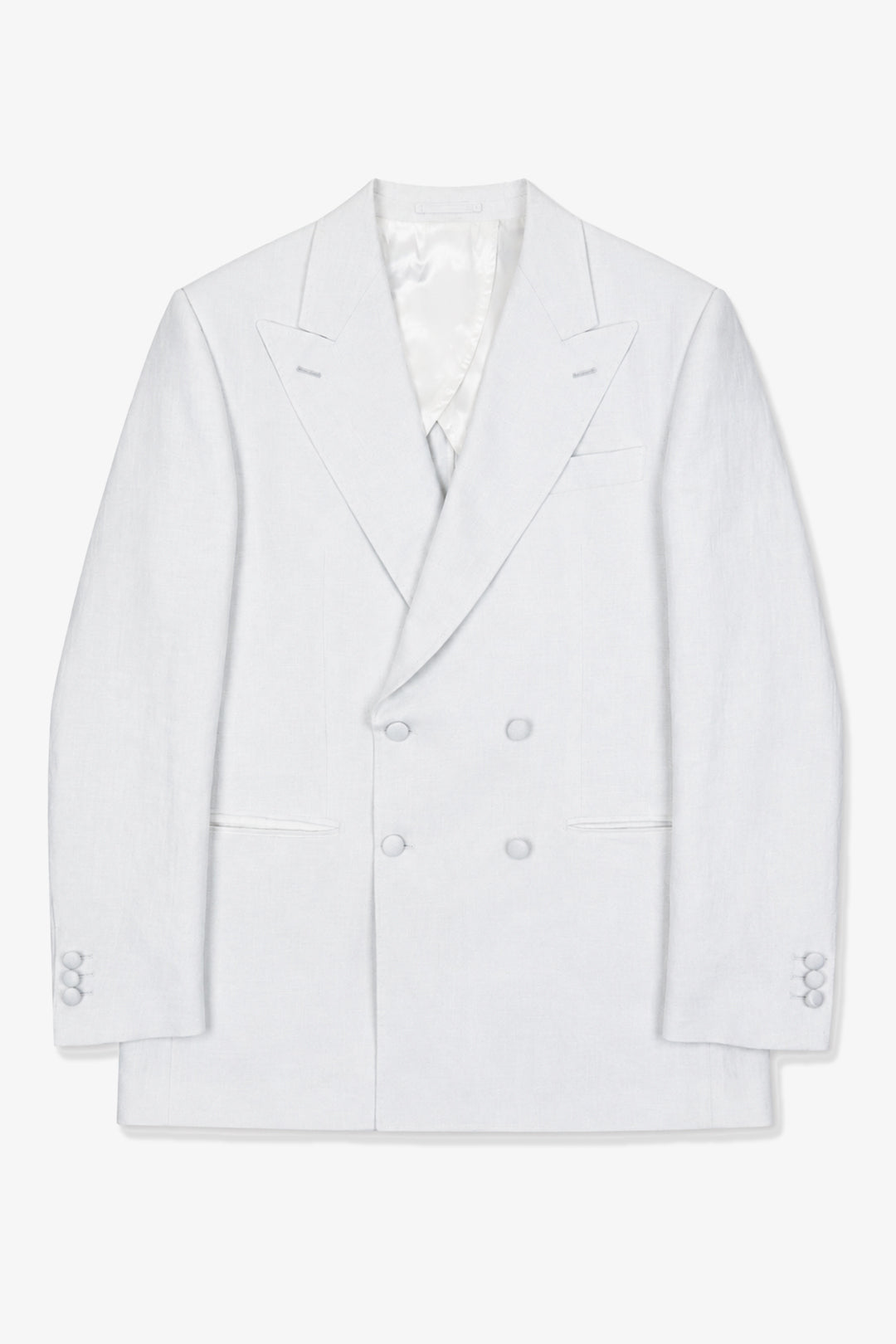 Made-to-order Off White Linen Double Breasted Blazer