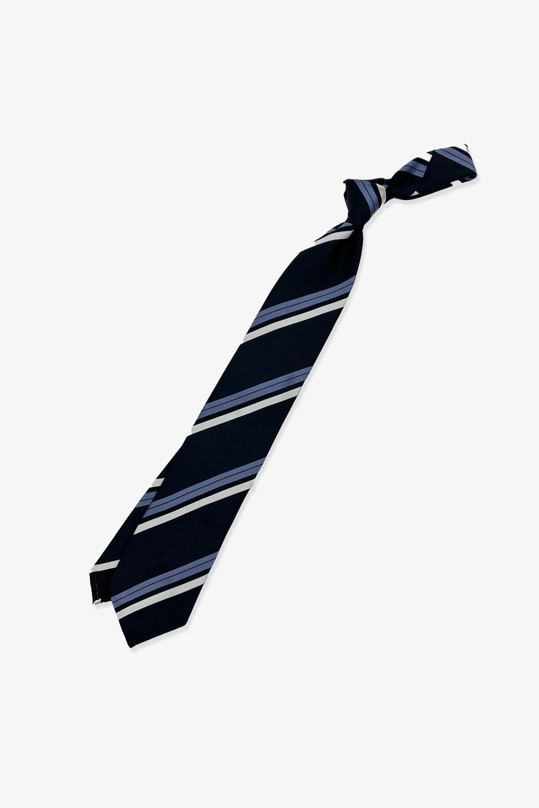 Navy Blue White Stripe Silk Tie