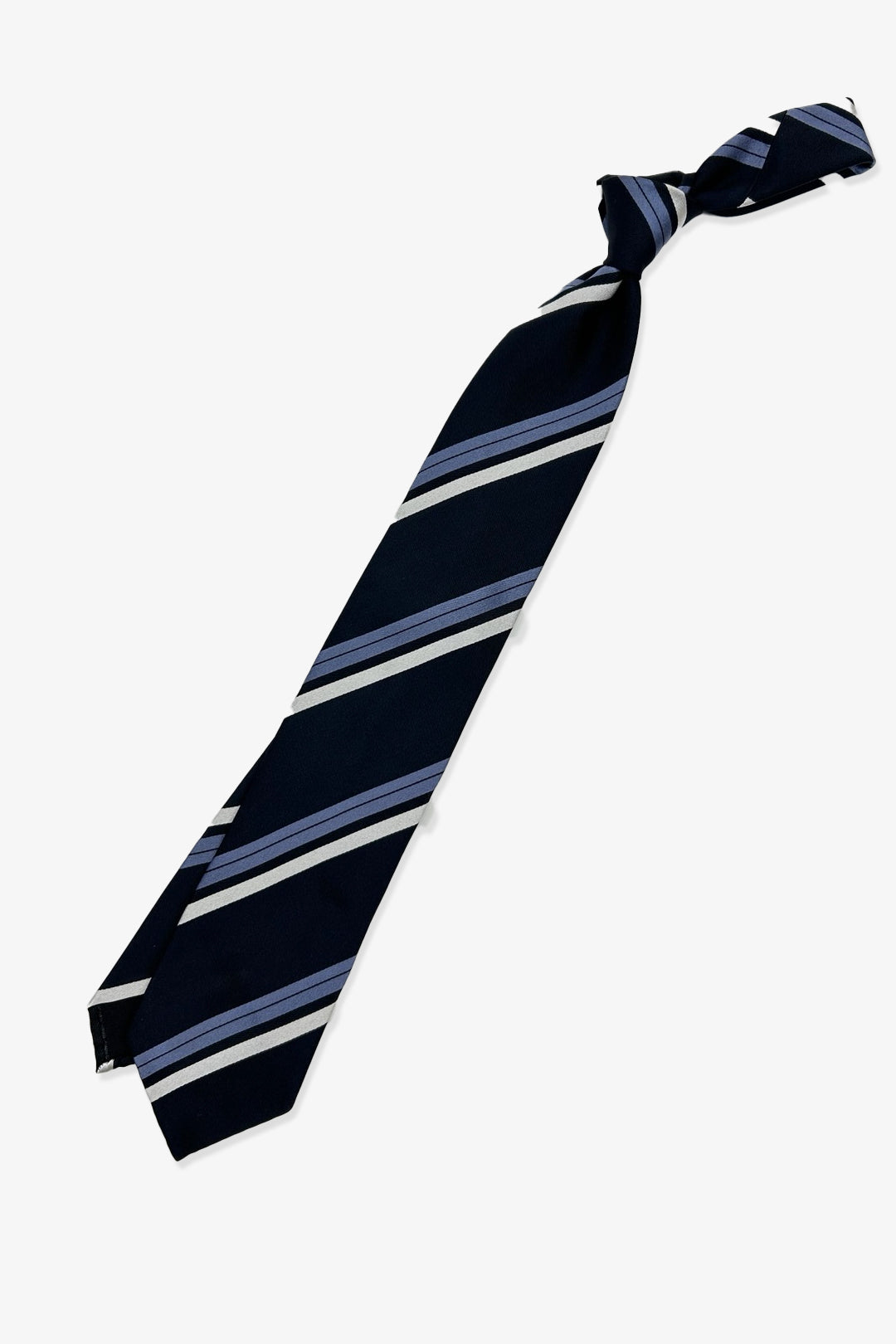 Navy Blue White Stripe Silk Tie