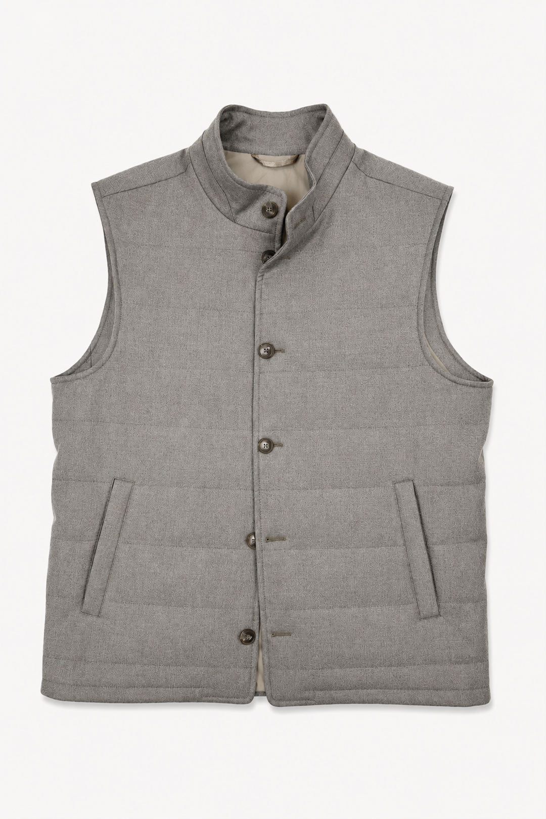 Taupe S120 Wool Flannel Quilted Vest