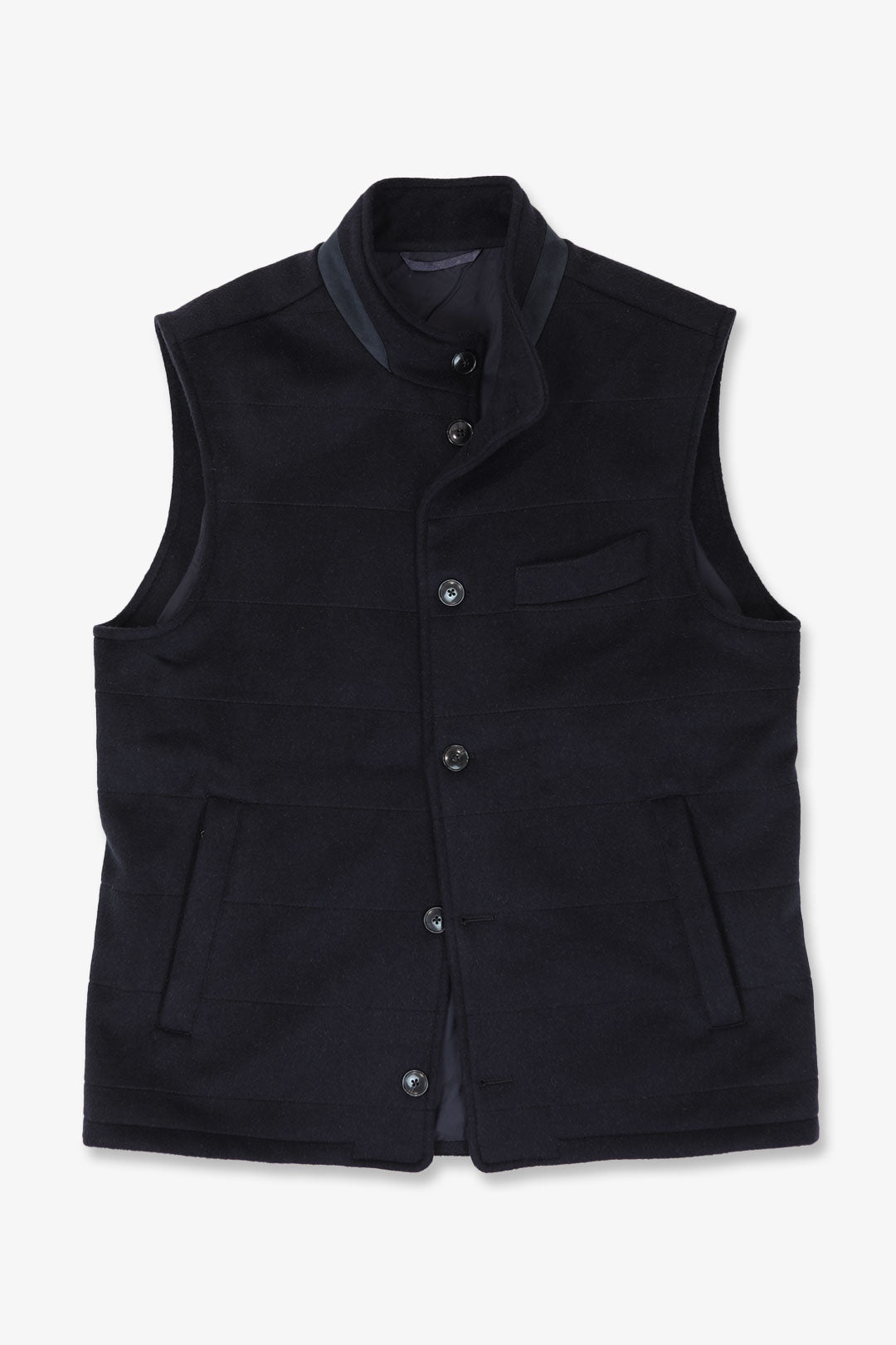 Navy Loro Piana Baby Camel Hair Quilted Vest
