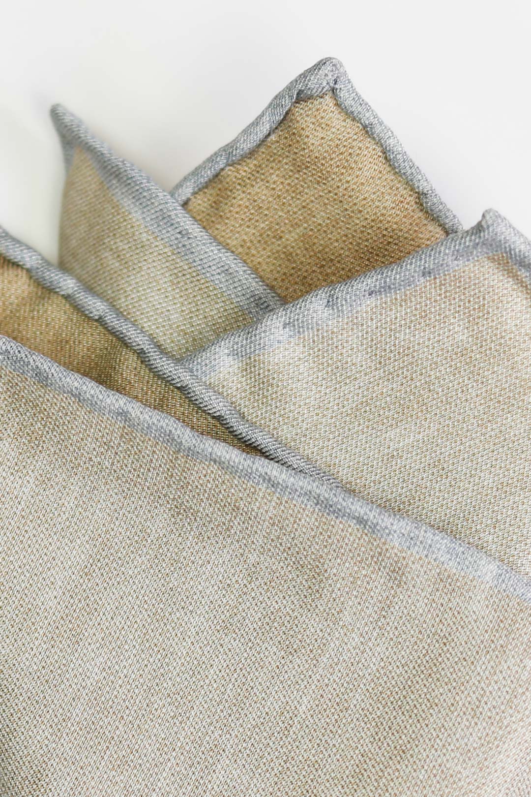 Beige Blue Brown Silk Cotton Pocket Square
