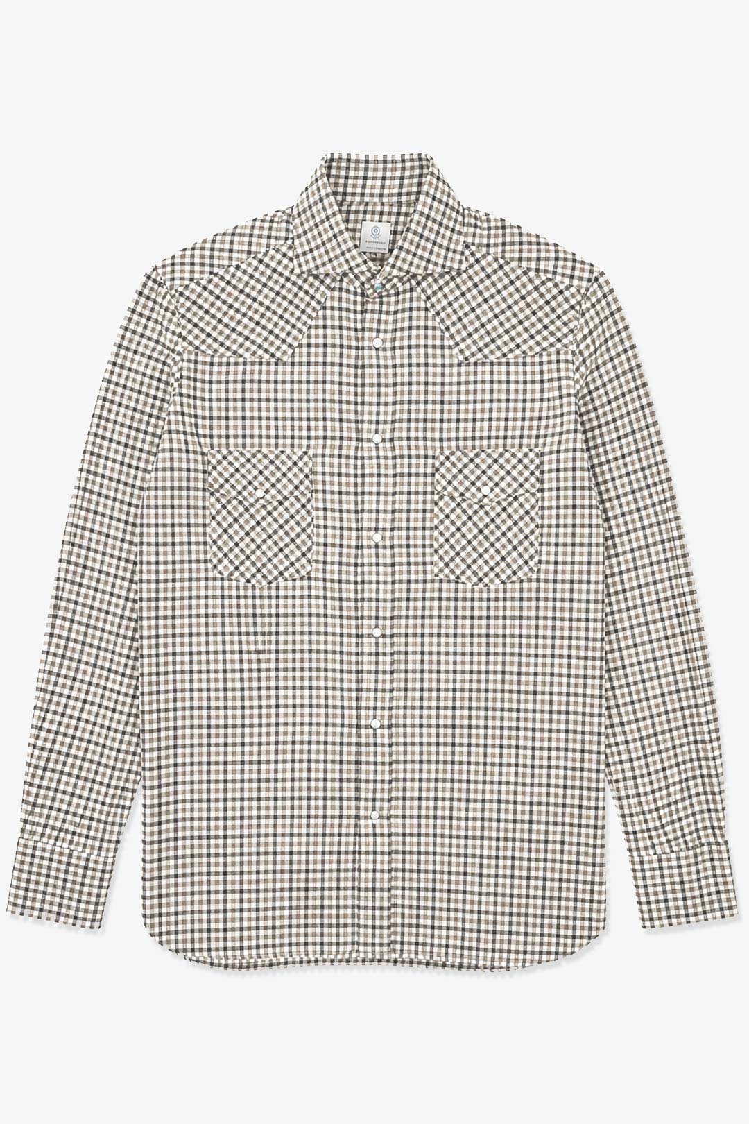 Beige Brown Vanacore Cotton Flannel Western Shirt