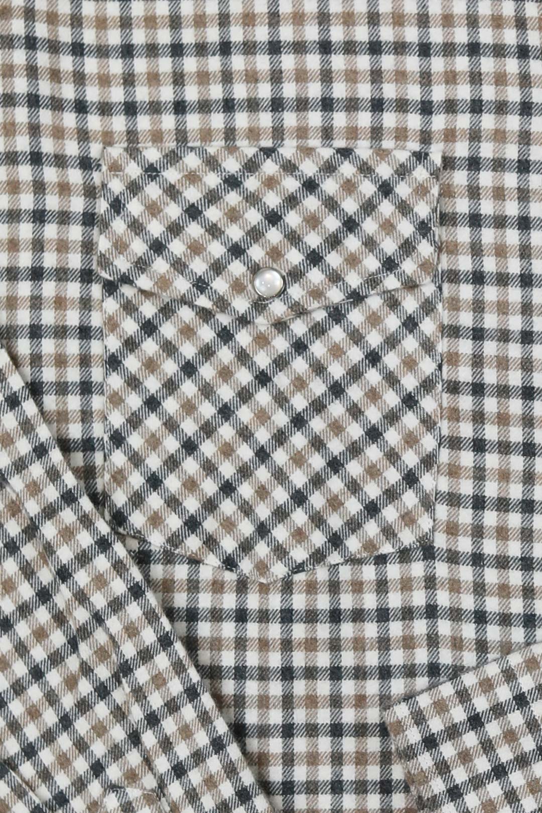 Beige Brown Vanacore Cotton Flannel Western Shirt
