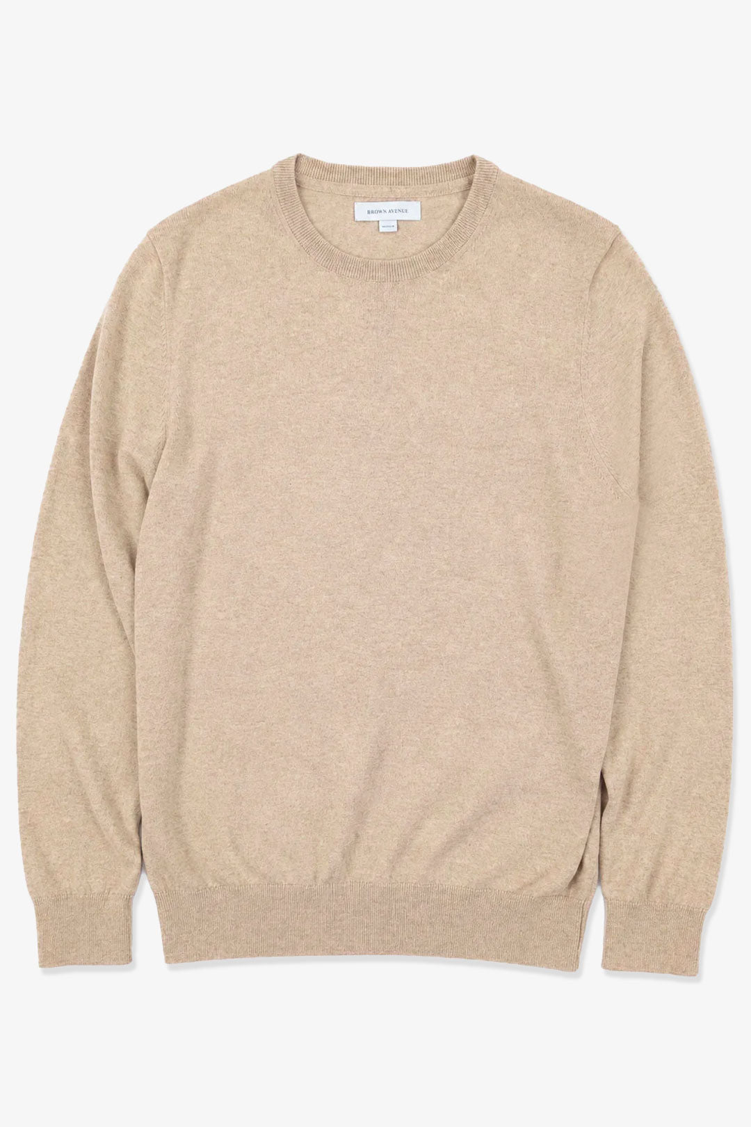 Beige Cotton Cashmere Crewneck Sweater