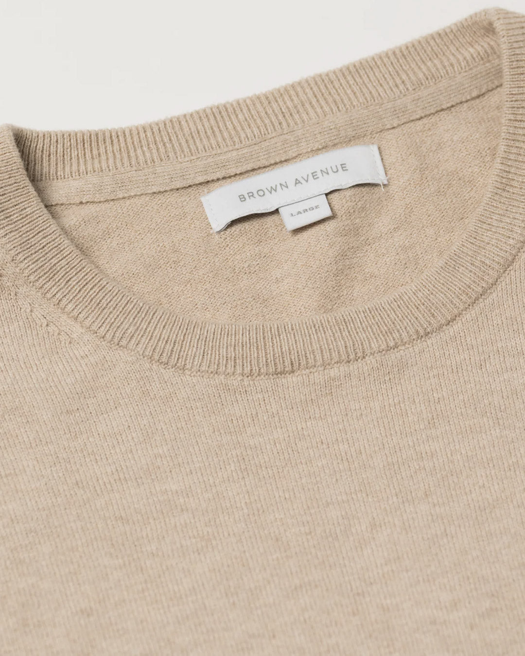 Beige Cotton Cashmere Crewneck Sweater