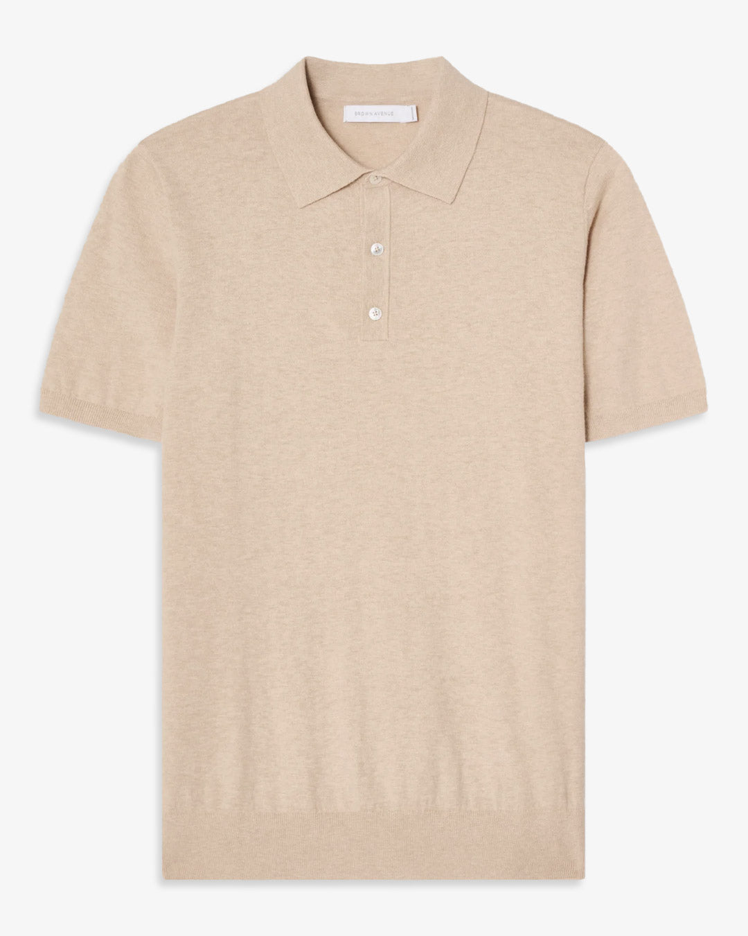 Beige Cotton Cashmere Knitted Polo Shirt