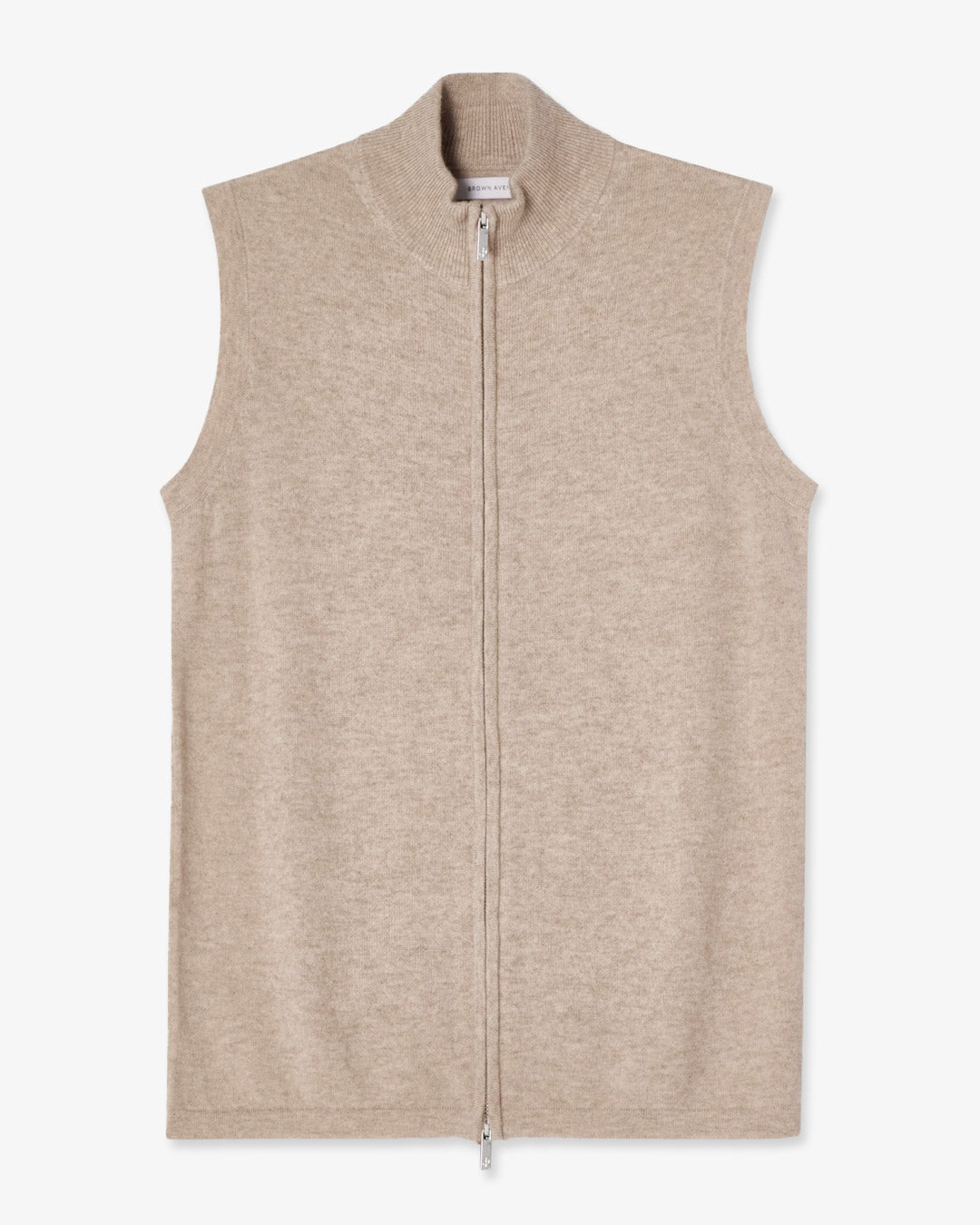 Beige Merino Cashmere Zip Vest