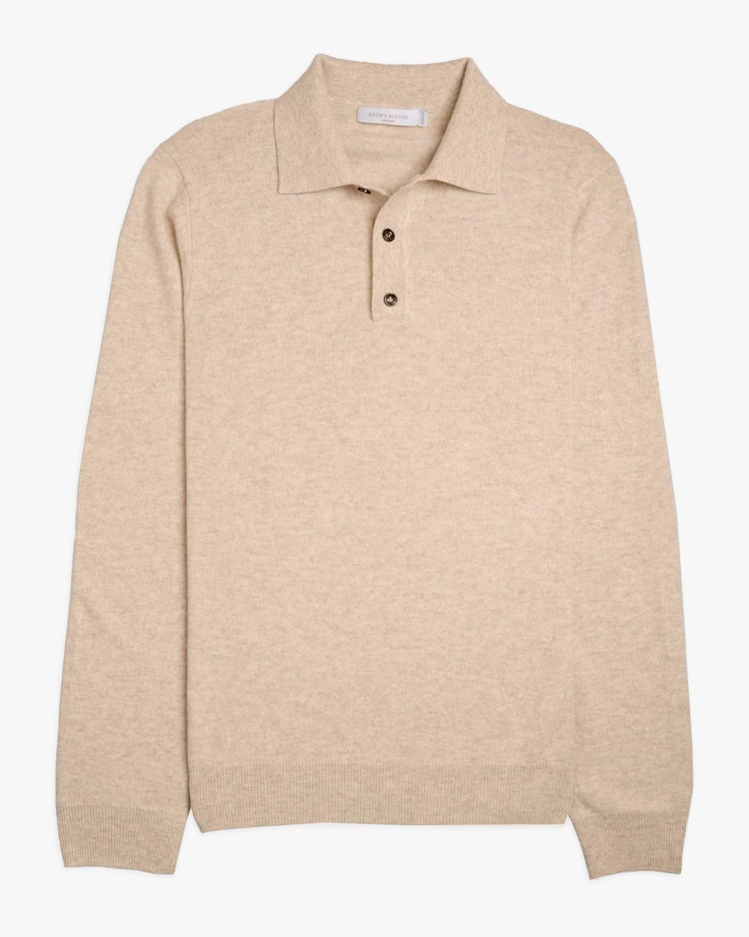 Beige Wool Cashmere Knitted Polo Shirt Sweater