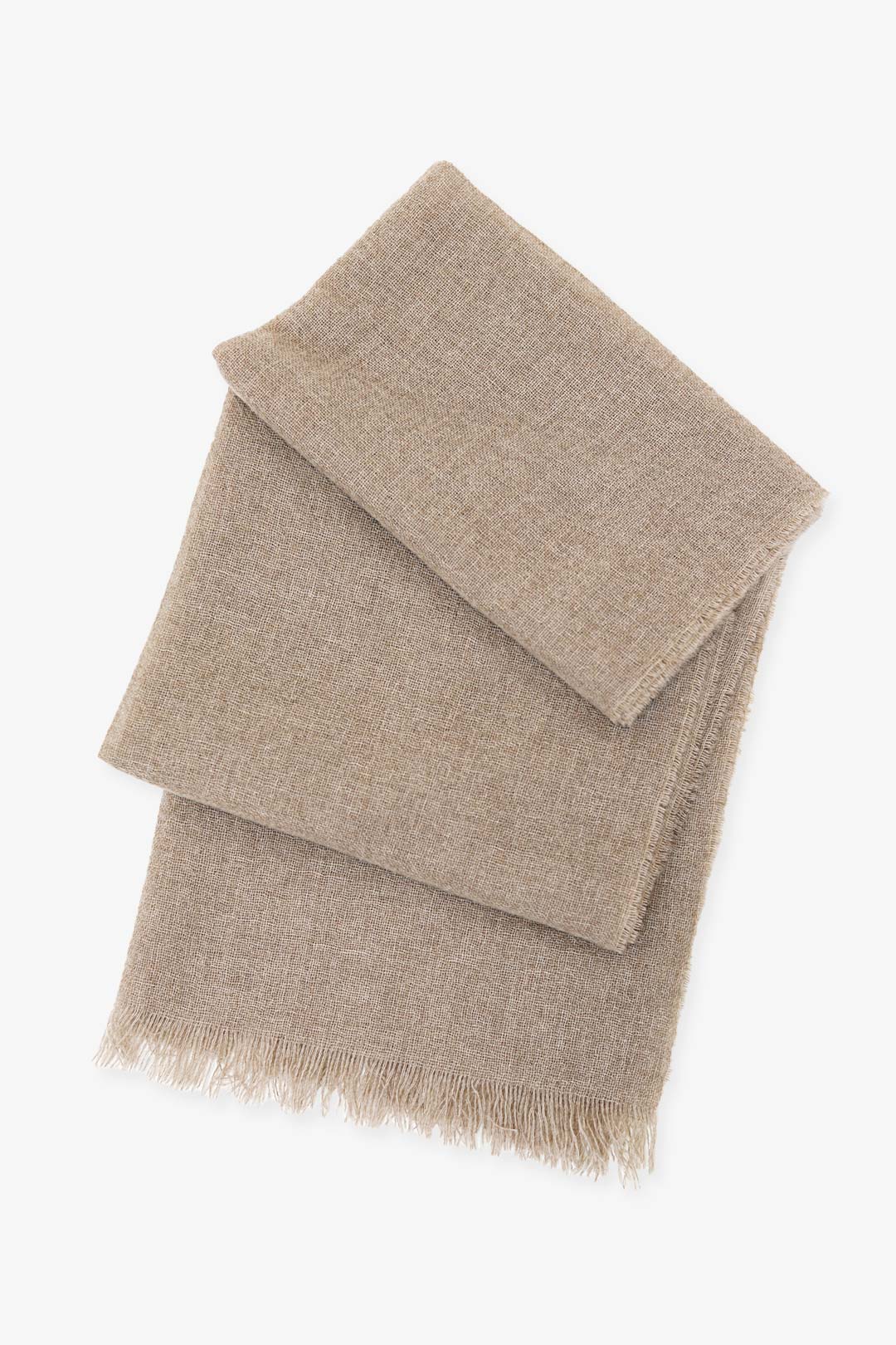 Beige Woven Lightweight Cashmere Scarf