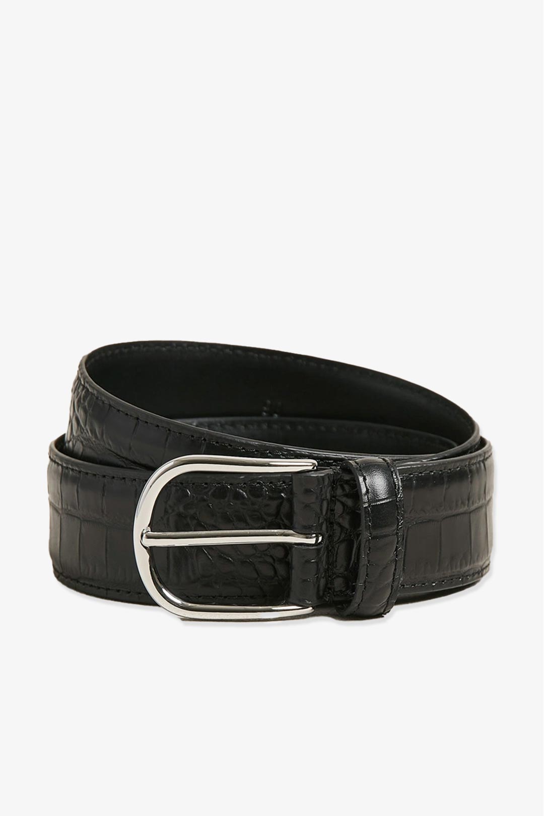 Black Embossed Leather Belt