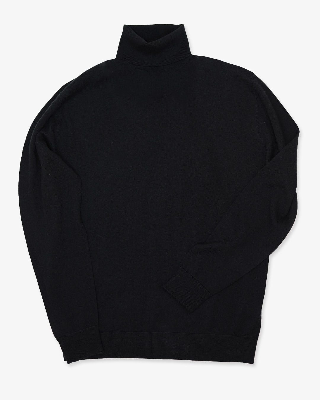 Black Extra‐fine Merino Turtleneck Sweater