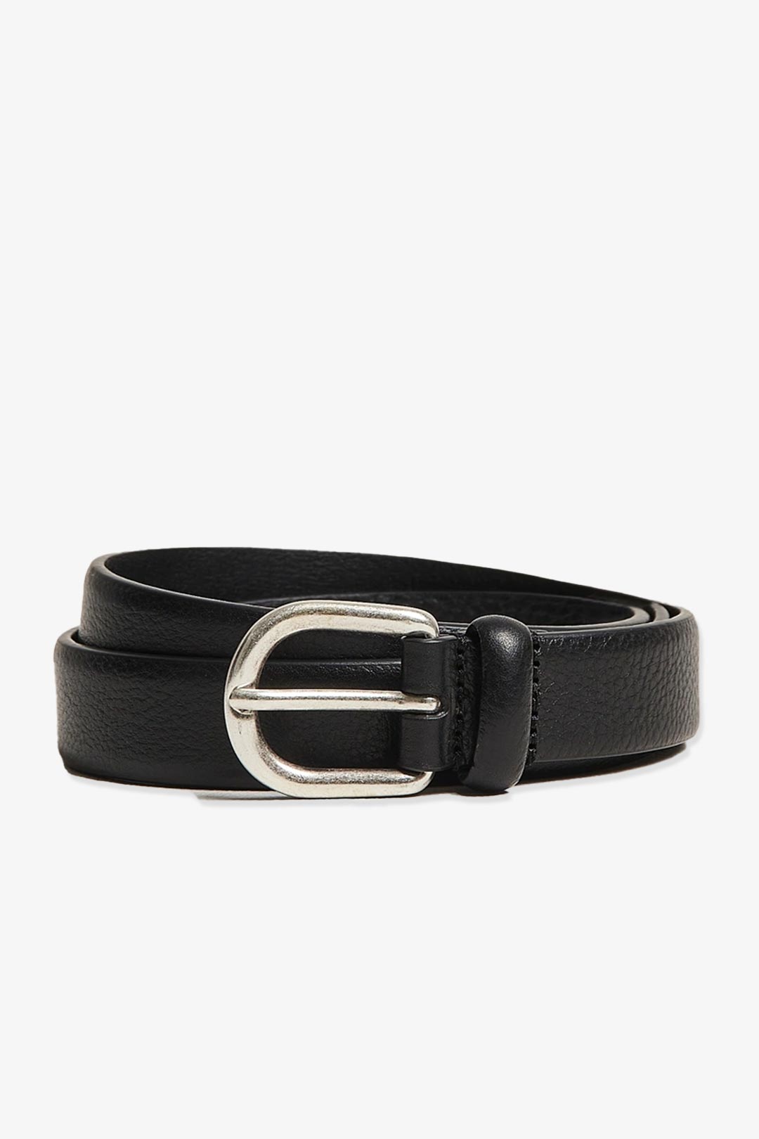 Black Grained Leather Belt