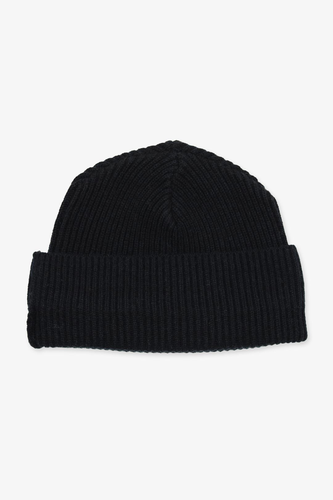 Black Rib Knitted Pure Cashmere Beanie