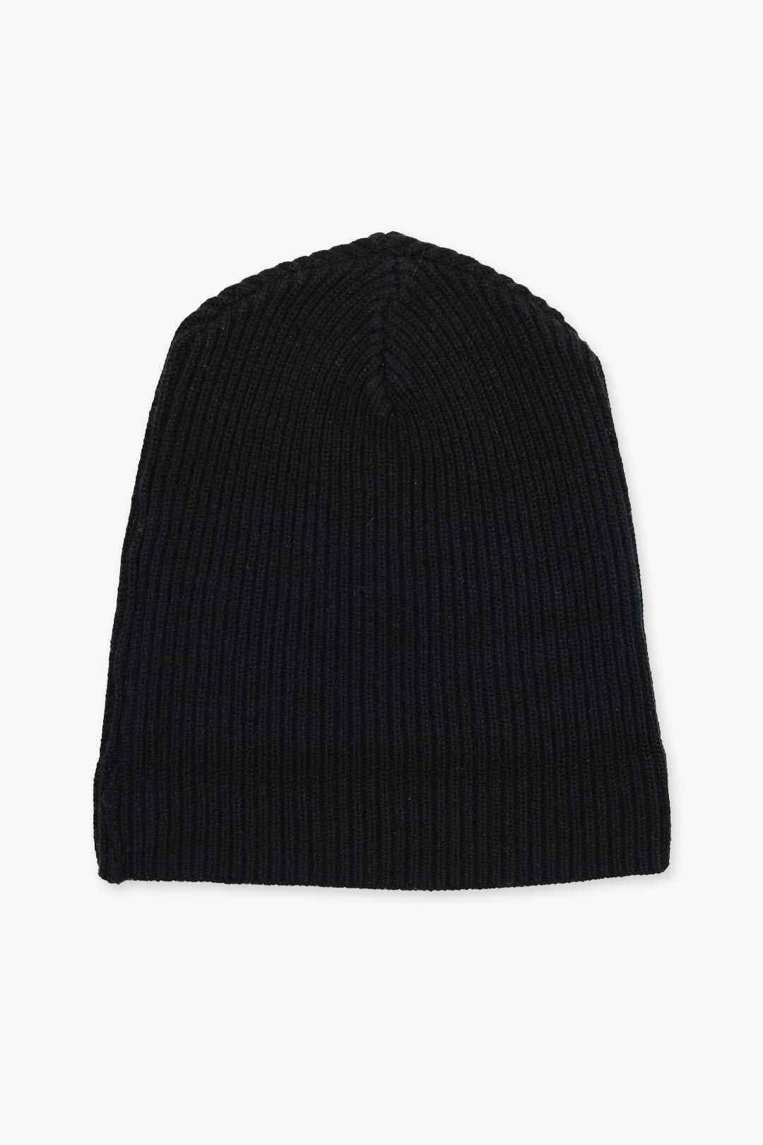 Black Rib Knitted Pure Cashmere Beanie