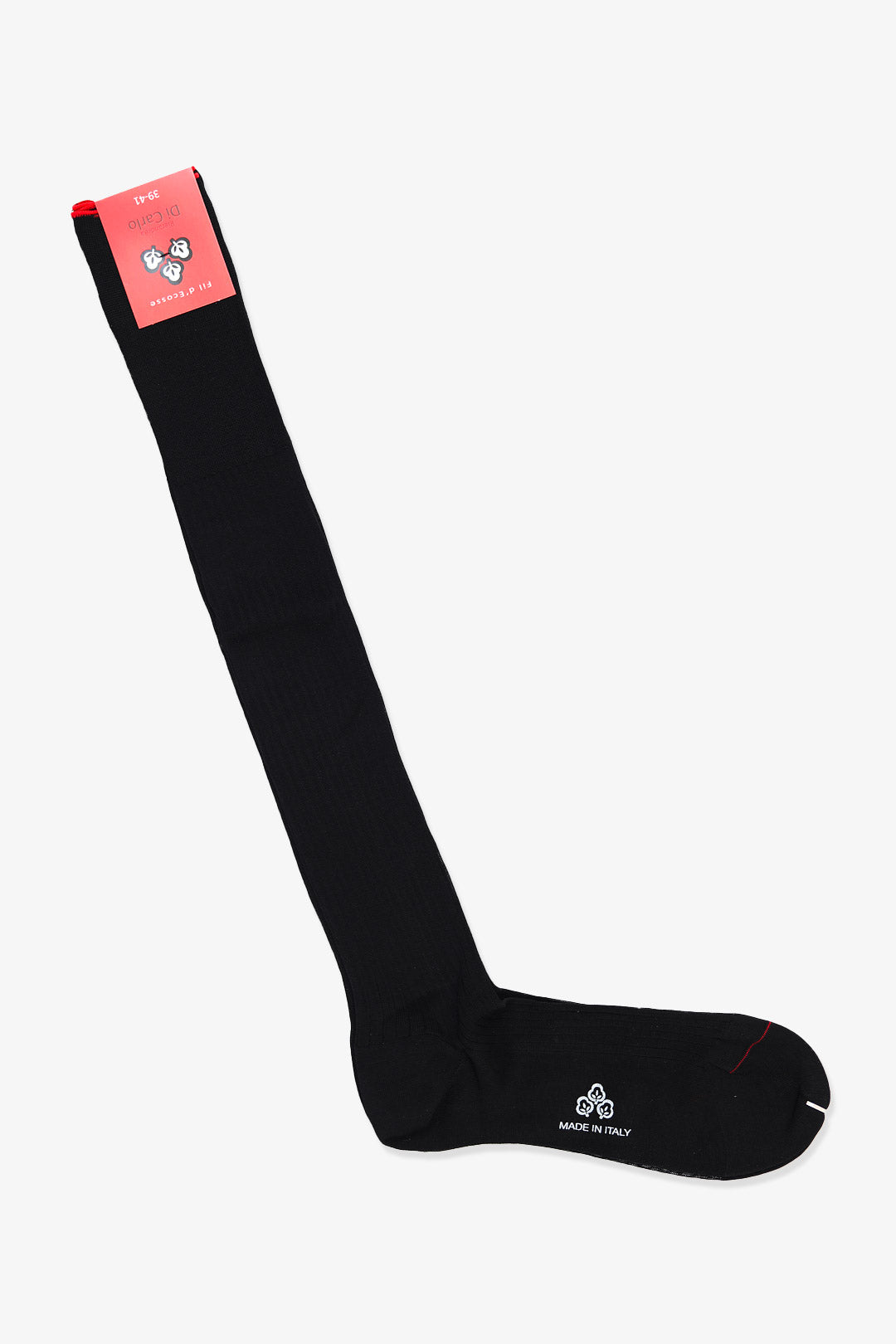 Black Cotton Ribbed Over The Calf Socks