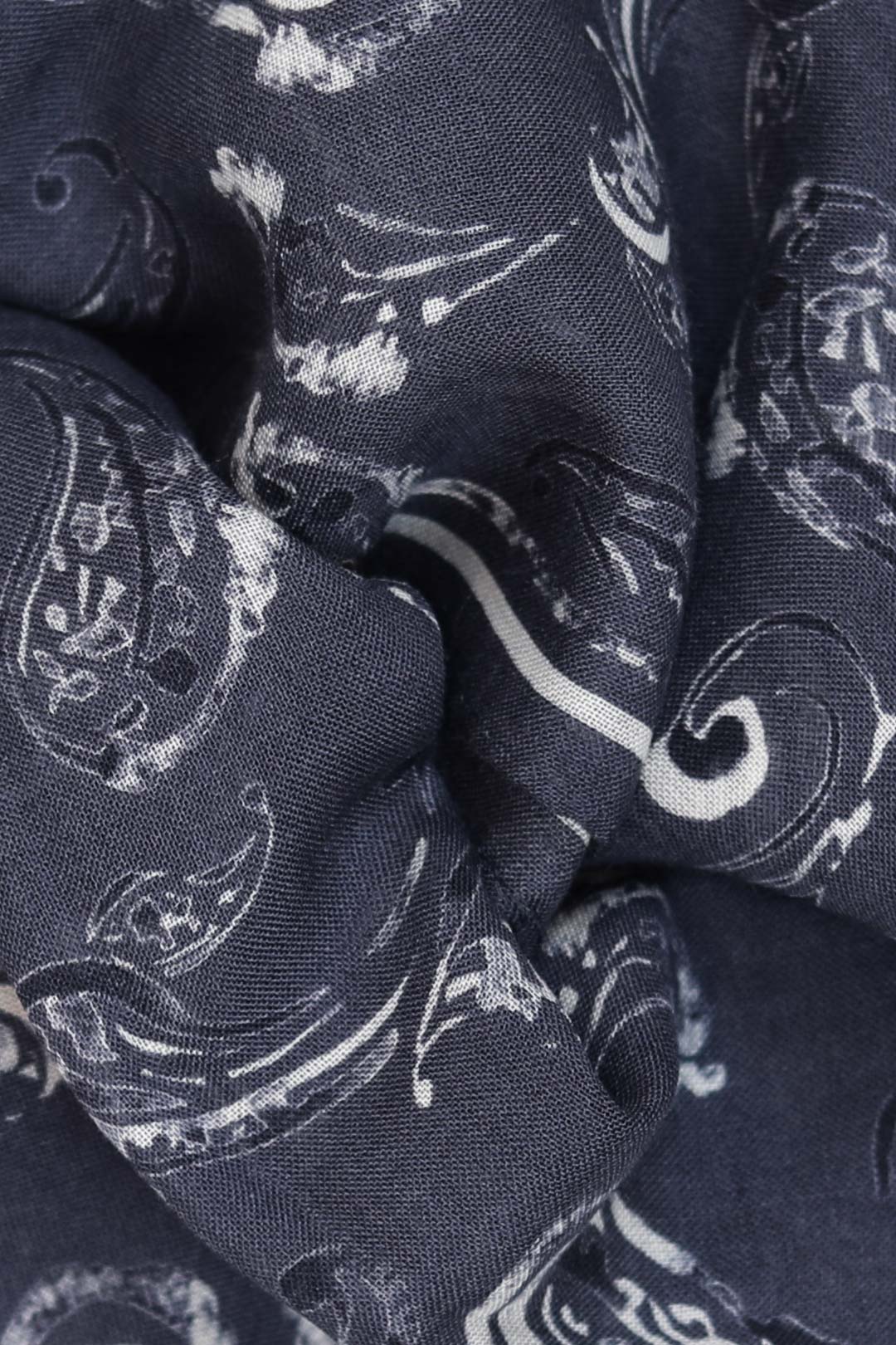 Blue White Paisley Wool Silk Scarf