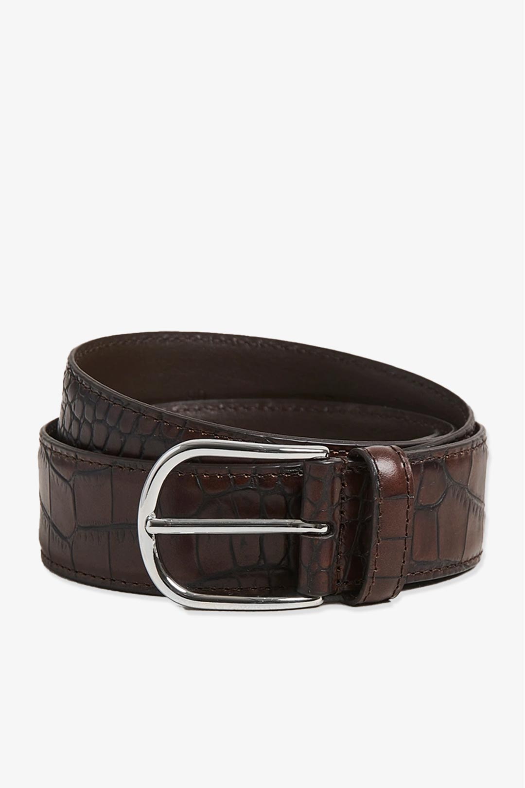 Brown Embossed Leather Belt