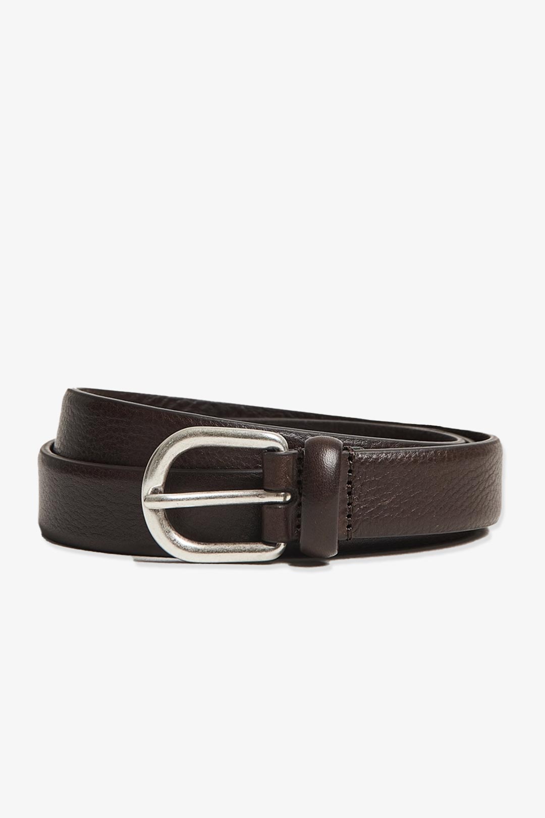 Brown Grained Leather Belt