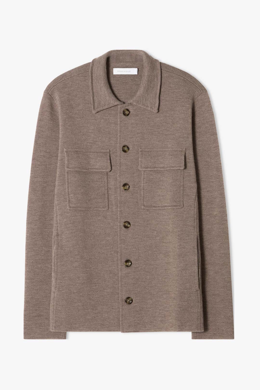 Brown Merino Knitted Shirt Jacket