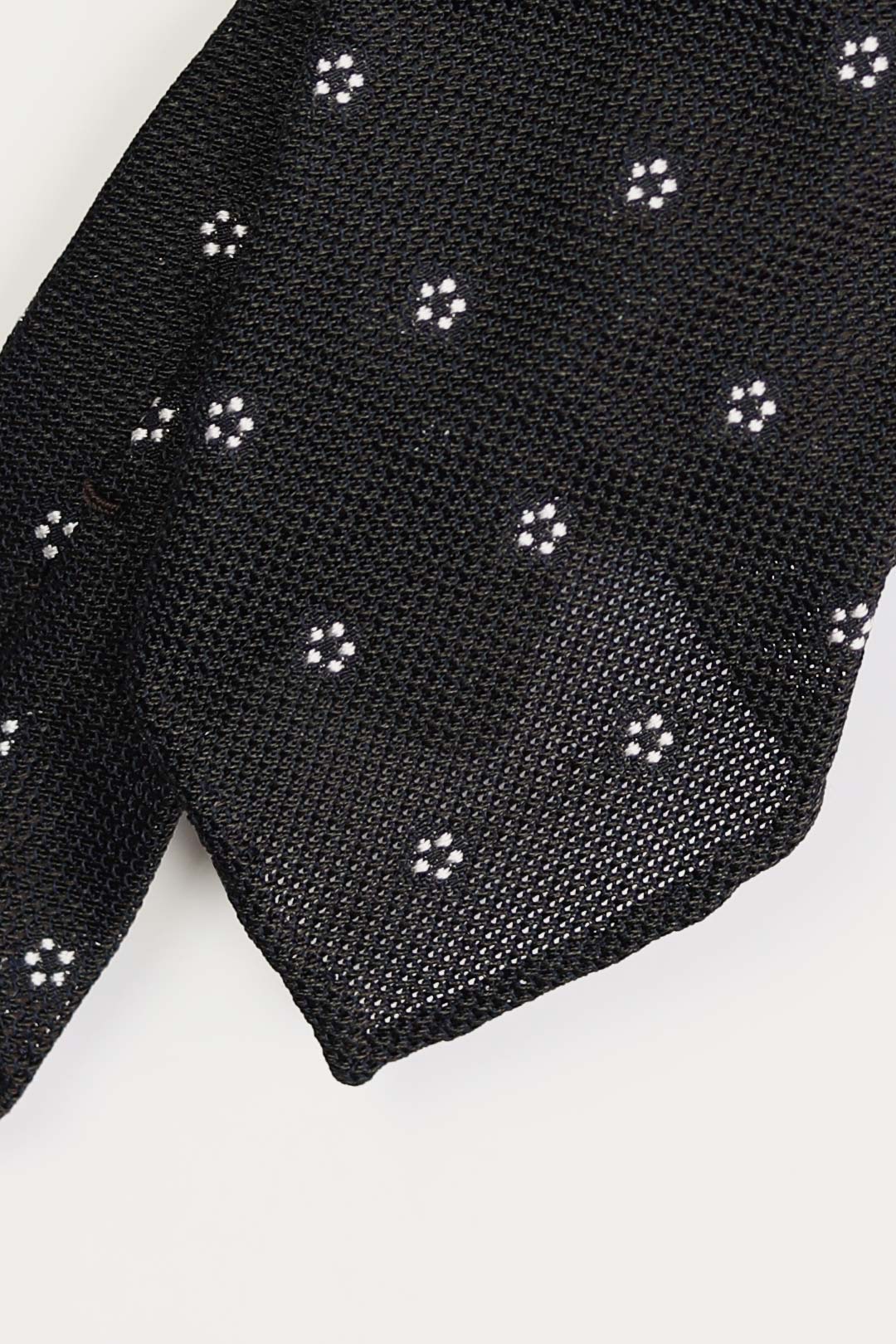 Brown White Flower Silk Grenadine Tie