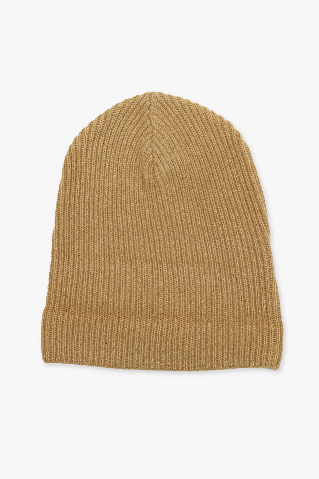 Camel Rib Knitted Pure Cashmere Beanie