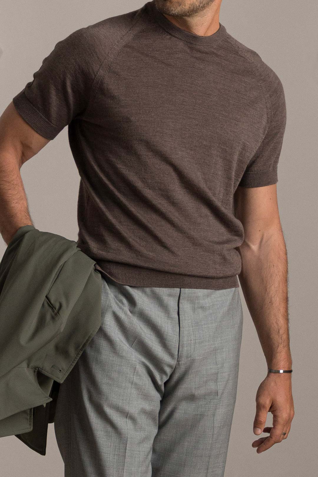 Cappuccino Brown Extra-fine Merino Knitted T-Shirt