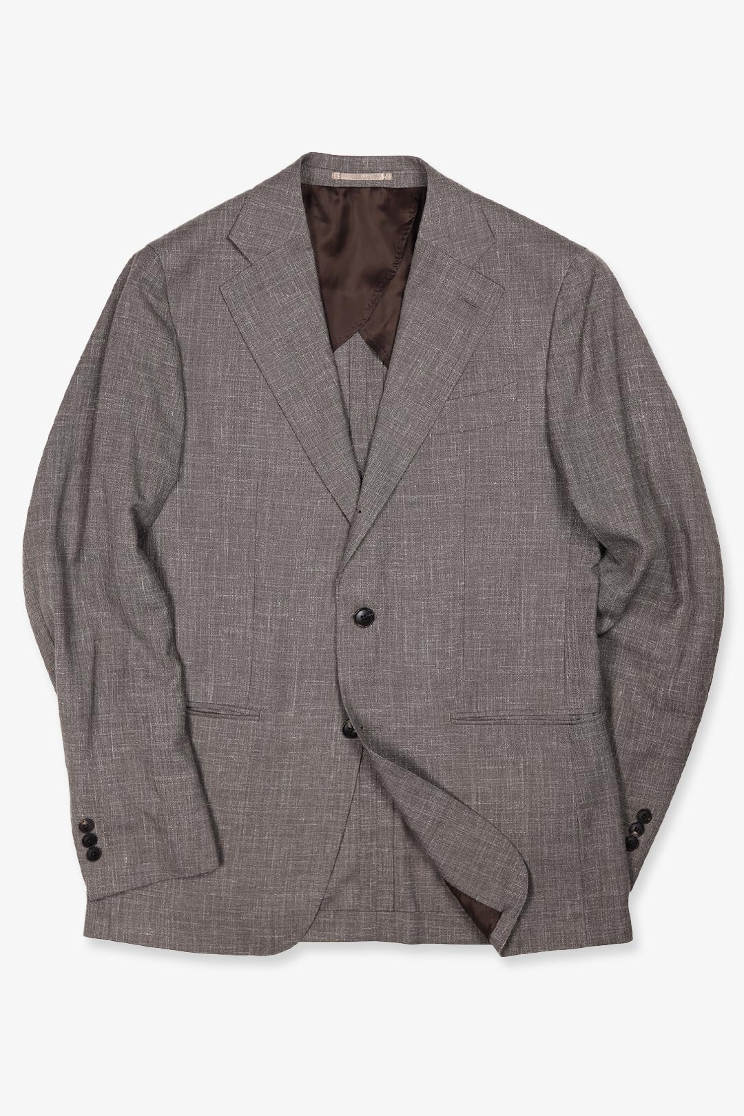 Cappuccino brown wool silk linen suit