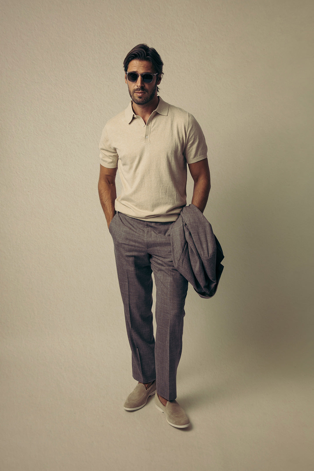 Cappuccino Brown Wool Silk Linen Suit Trouser