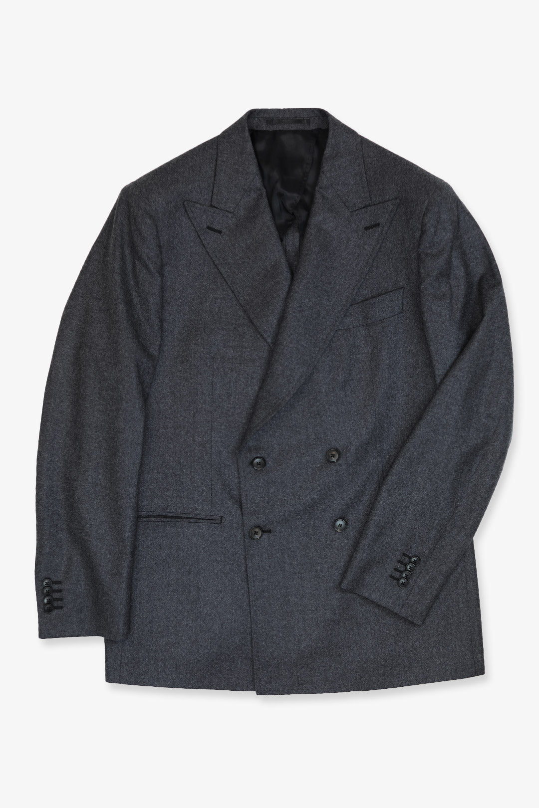 Charcoal Grey Wool Flannel Double Breasted Suit