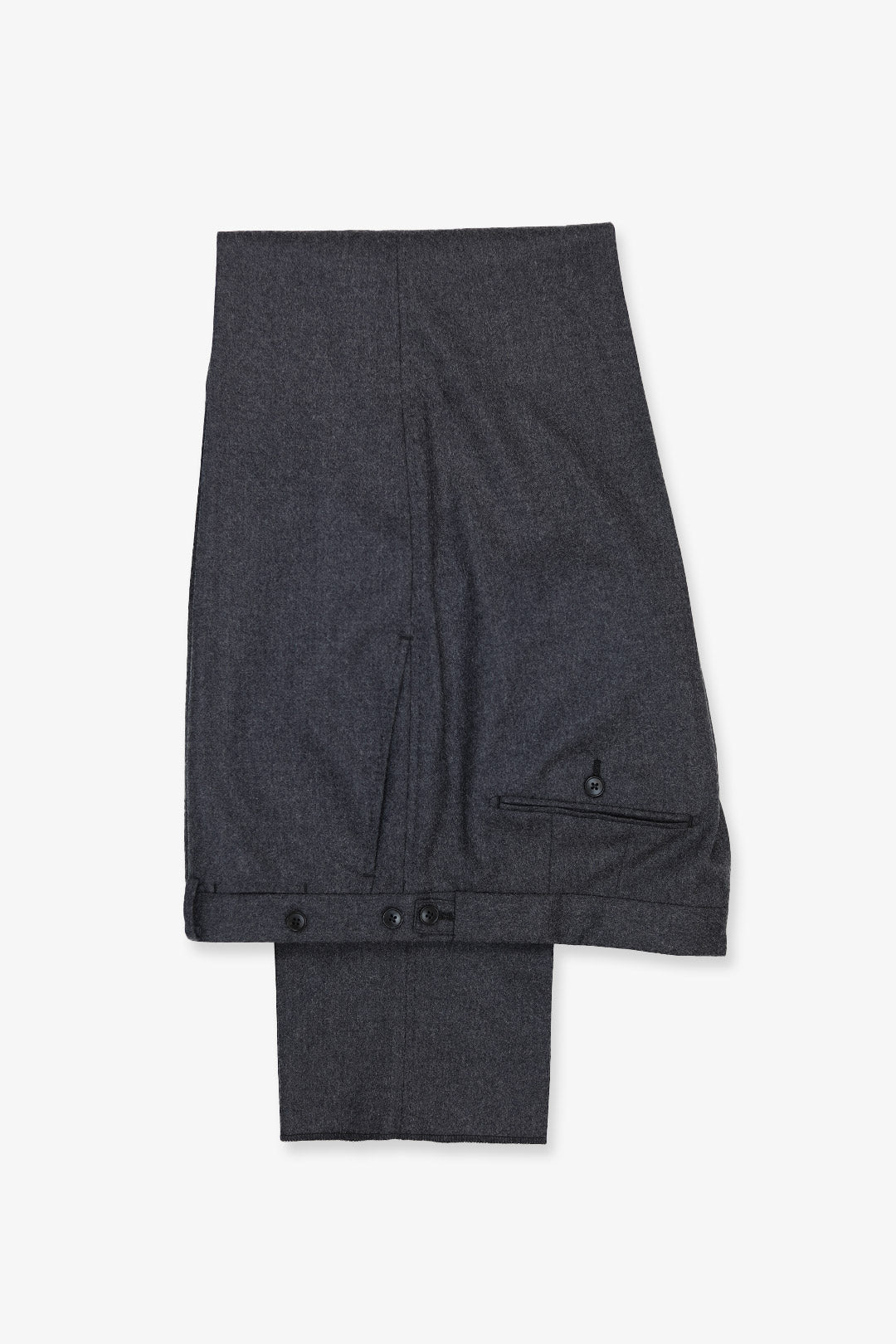 Charcoal Grey Wool Flannel Double Breasted Suit Trouser