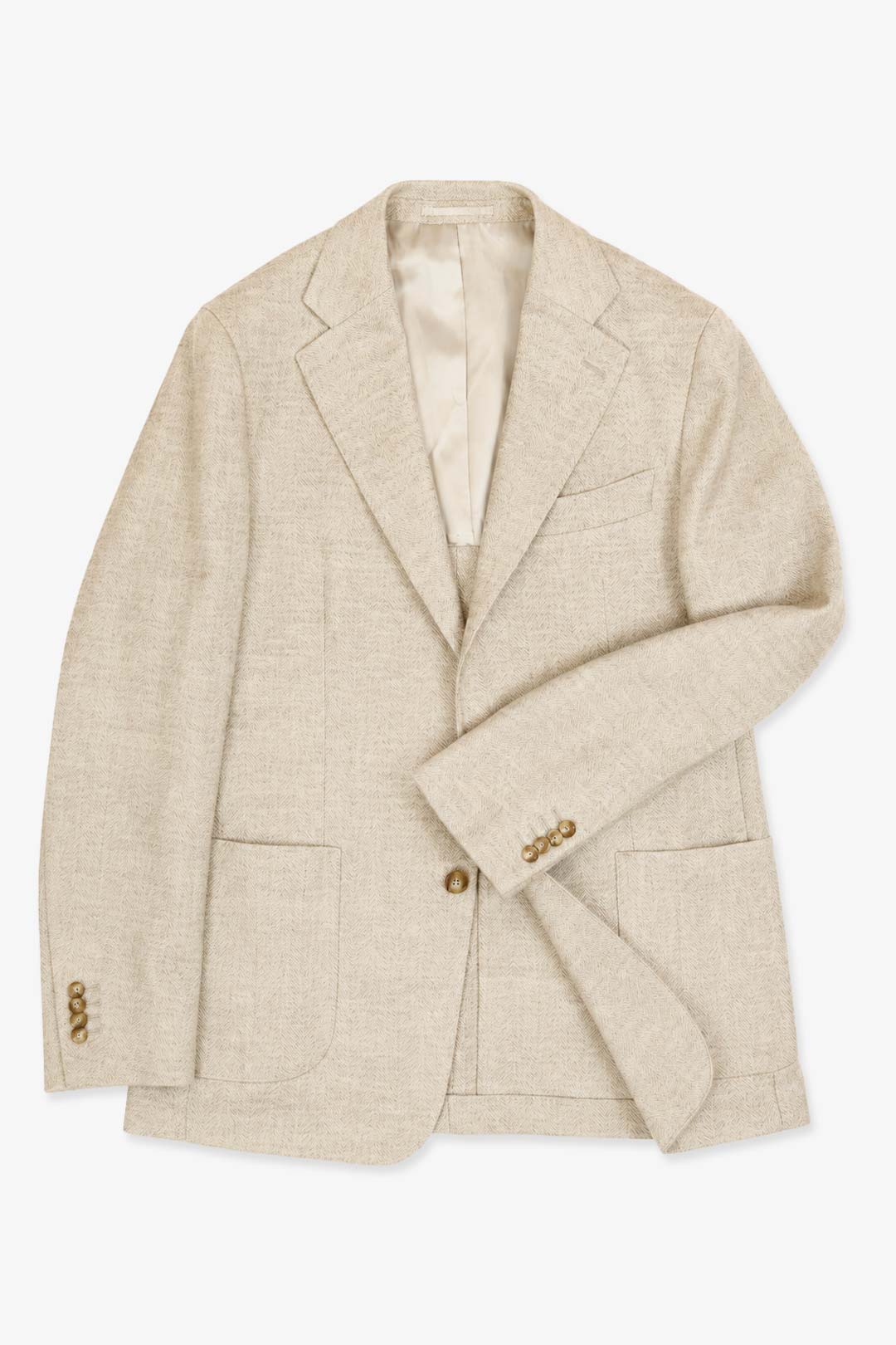 Cream Wool Alpaca Herringbone Blazer
