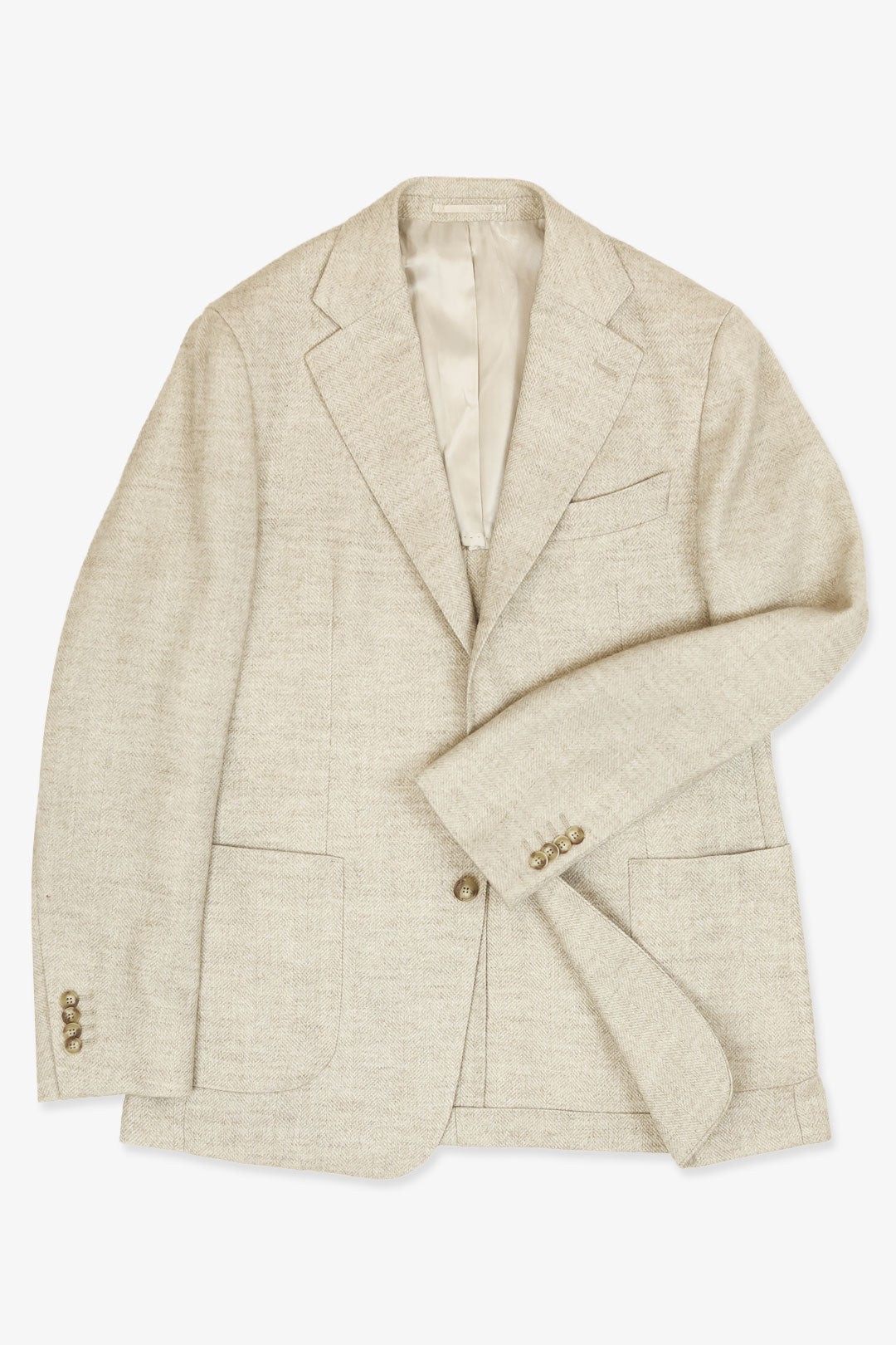 Cream Wool Alpaca Herringbone Blazer