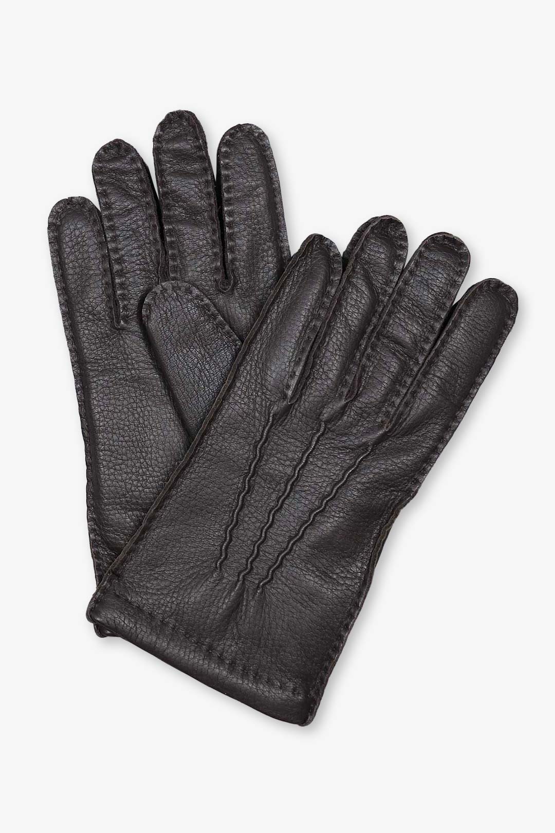 Dark Brown Deer Skin Cashmere Lined Gloves