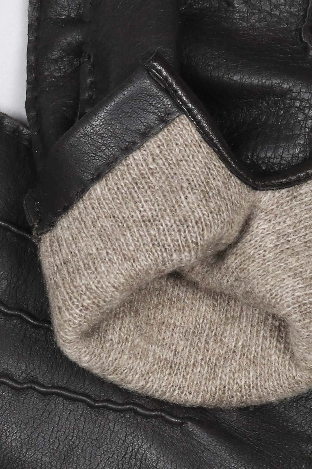 Dark Brown Deer Skin Cashmere Lined Gloves