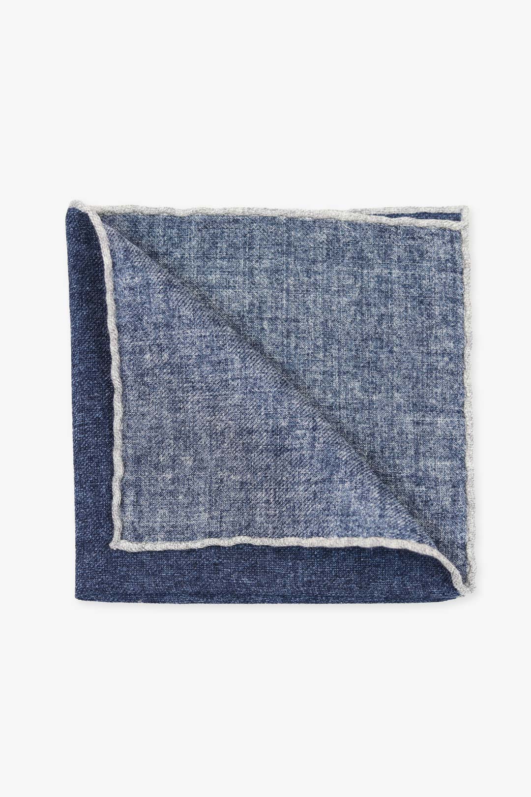 Dark Denim Blue Wool Pocket Square