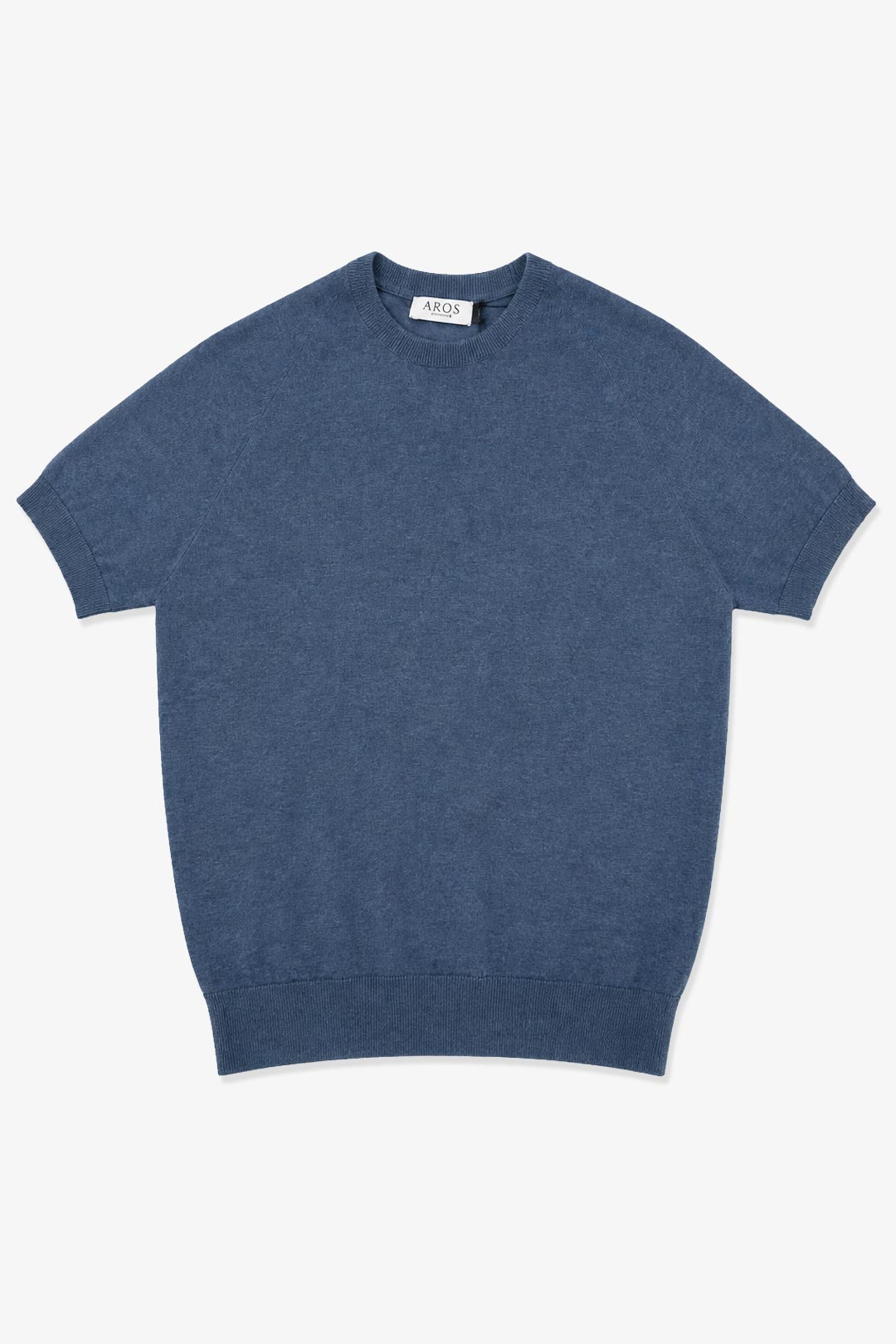 Denim Blue Cotton Cashmere Knitted T-Shirt