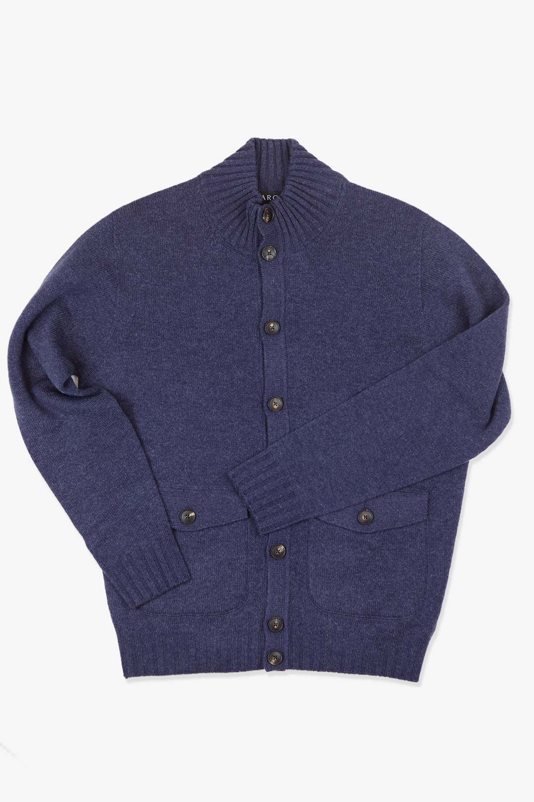 Pleteni kardigan od vune i kašmira u teksas plavoj boji