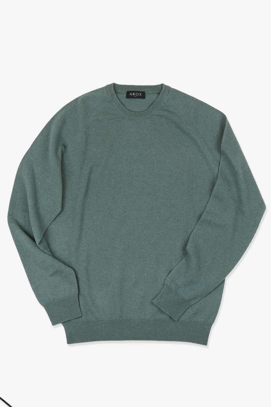 Smaragdno zeleni džemper s okruglim izrezom od čistog kašmira