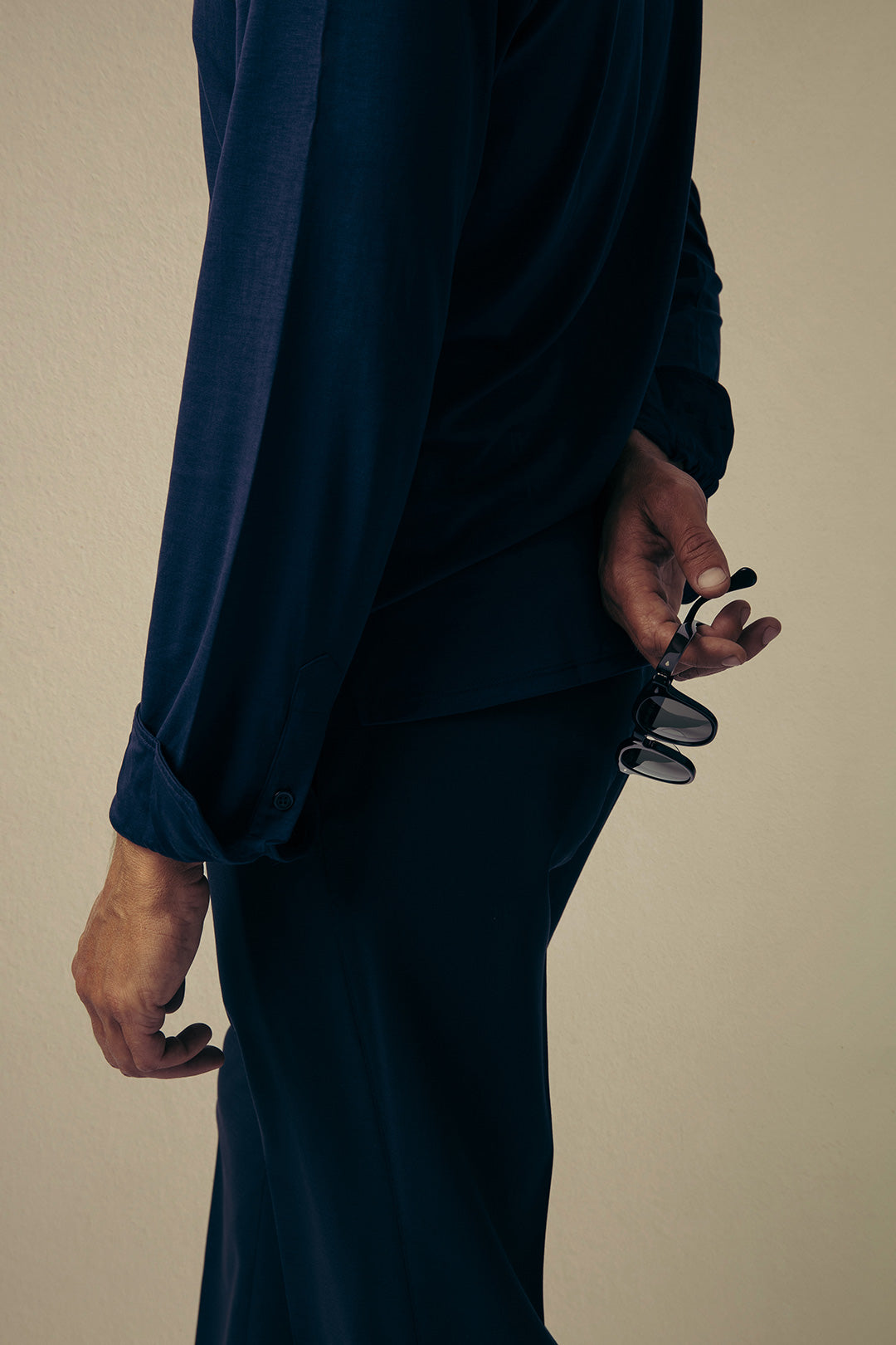 Navy Lyocell Soft Collar Shirt