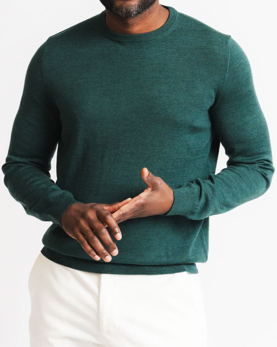 Green Cashfeel Merino Crewneck Sweater
