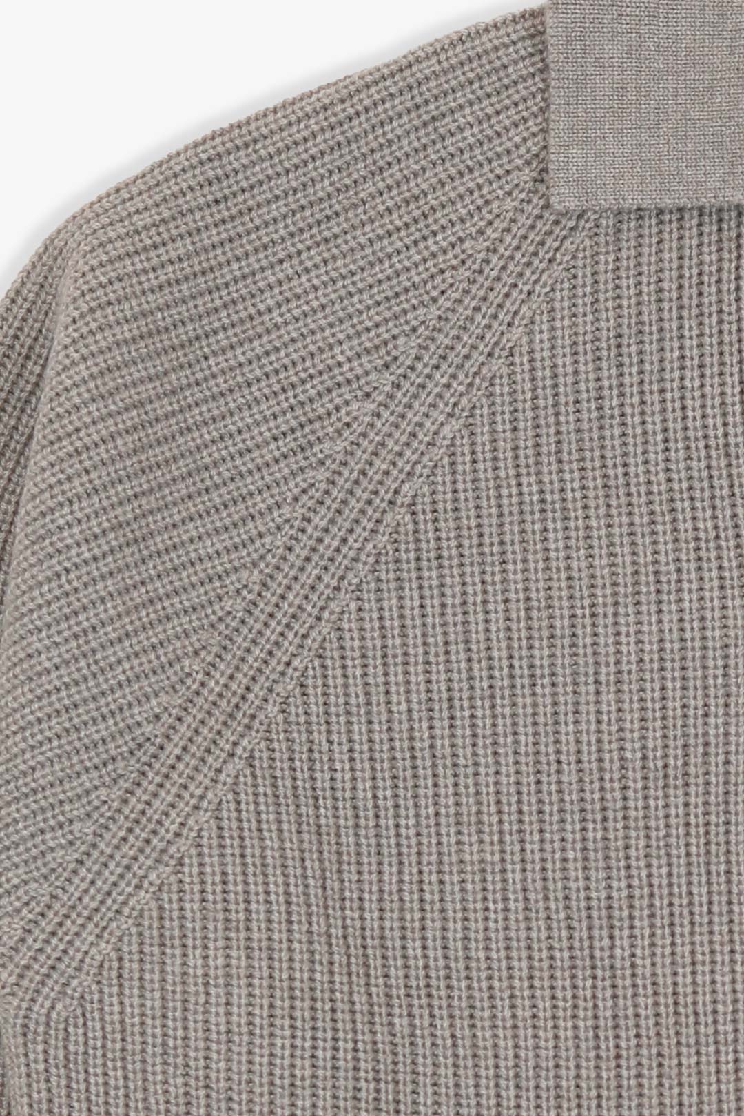 Warm Grey Pure Cashmere Skipper Polo Sweater