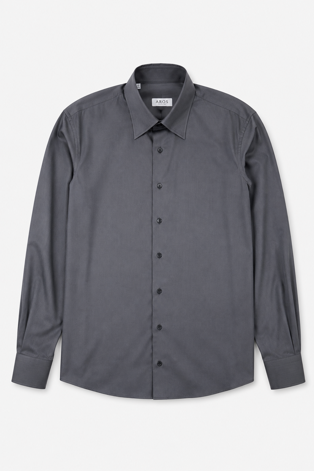 Grey Brushed Cotton Hidden Button Down Shirt